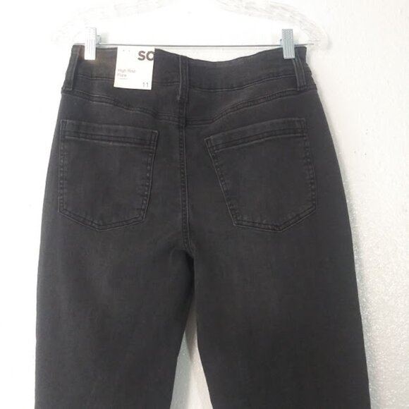 SO women's Juniors size 11/30W Washed black high rise seamed utility flare jeans - Picture 5 of 15
